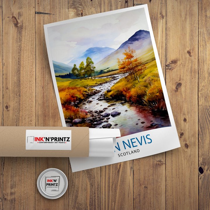 Ben Nevis Poster Scottish Mountain Decor Fort William Scotland Wall Art Ben Nevis Summit Poster Scottish Highlands Landscape Artwork Hiking