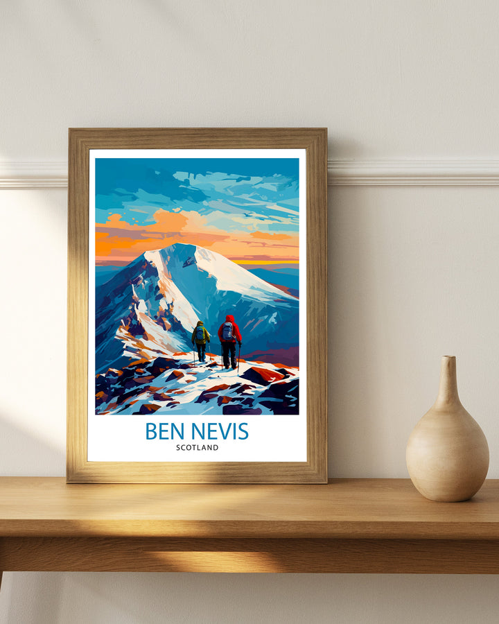 Ben Nevis Poster Scottish Mountain Decor Fort William Scotland Wall Art Ben Nevis Summit Poster Scottish Highlands Landscape Artwork Hiking