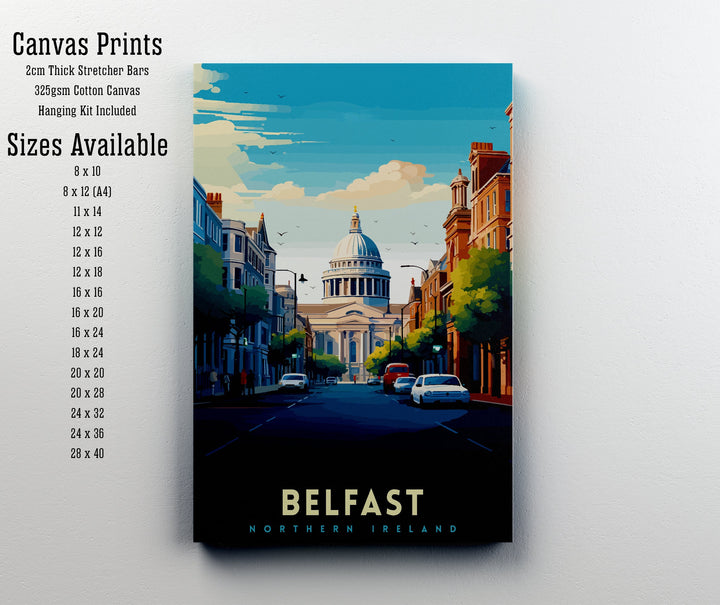 Belfast Northern Ireland Travel Print Belfast Wall Decor Belfast Home Living Decor Belfast Cityscape Illustration Travel Poster Gift