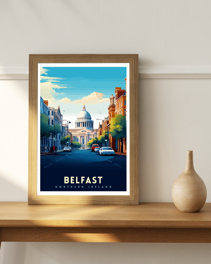 Belfast Northern Ireland Travel Print Belfast Wall Decor Belfast Home Living Decor Belfast Cityscape Illustration Travel Poster Gift