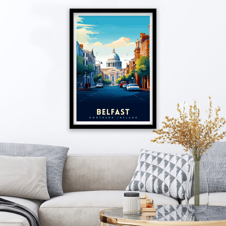 Belfast Northern Ireland Travel Print Belfast Wall Decor Belfast Home Living Decor Belfast Cityscape Illustration Travel Poster Gift