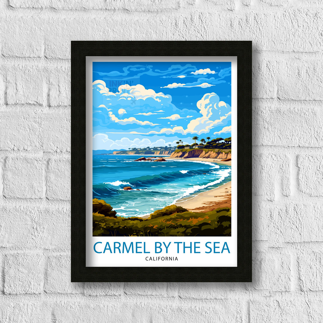 Carmel-by-the-Sea California Travel Print| Carmel Wall Art Home Living Decor Travel Poster Gift for Carmel California Coastal Decor