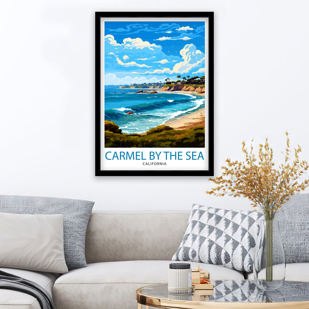 Carmel-by-the-Sea California Travel Print| Carmel Wall Art Home Living Decor Travel Poster Gift for Carmel California Coastal Decor
