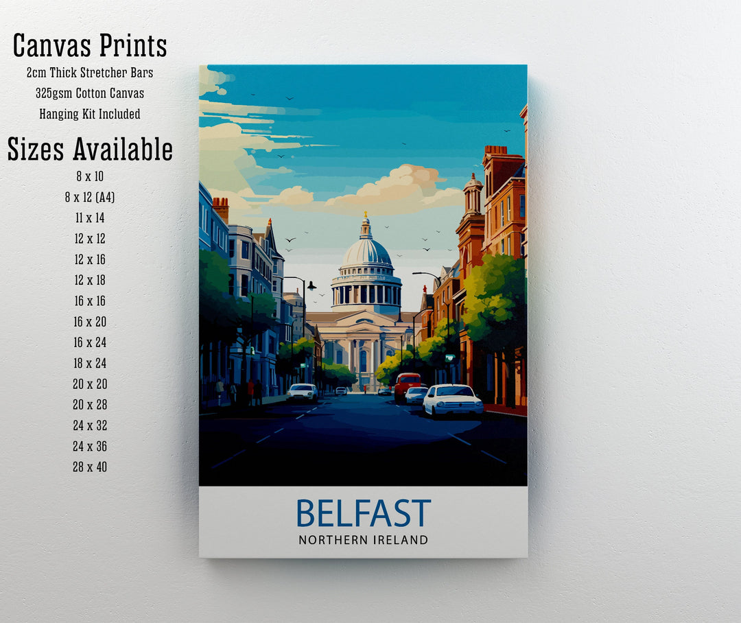 Belfast Northern Ireland Travel Print Belfast Wall Decor Belfast Home Living Decor Belfast Cityscape Illustration Travel Poster Gift