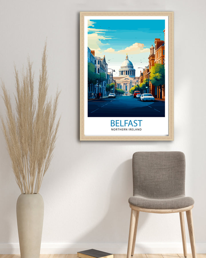 Belfast Northern Ireland Travel Print Belfast Wall Decor Belfast Home Living Decor Belfast Cityscape Illustration Travel Poster Gift