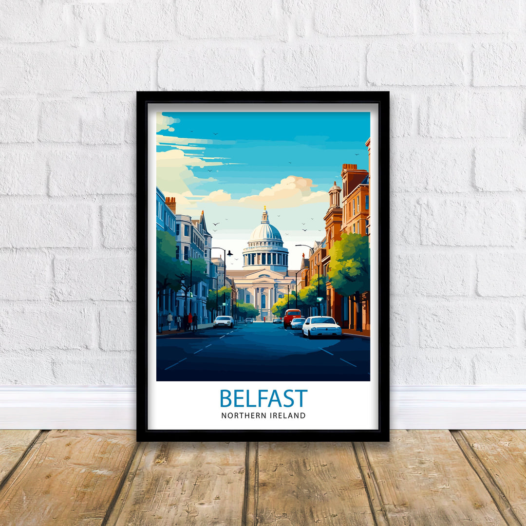 Belfast Northern Ireland Travel Print Belfast Wall Decor Belfast Home Living Decor Belfast Cityscape Illustration Travel Poster Gift