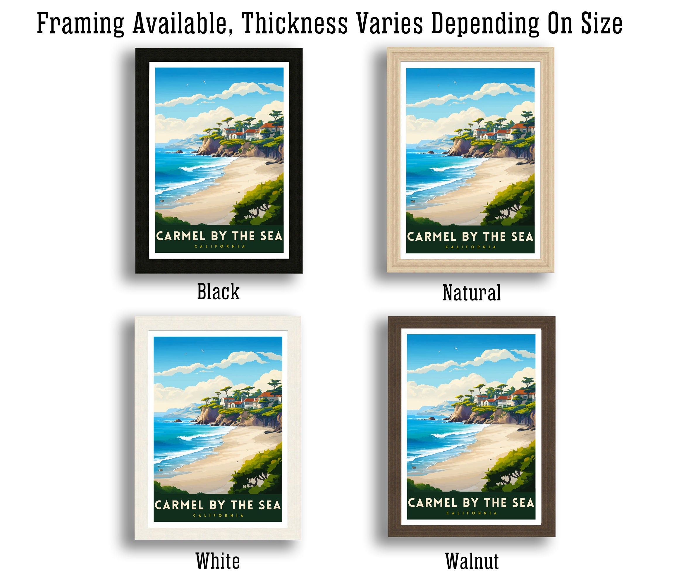 Carmel-by-the-Sea California Travel Print| Carmel Wall Art Home Living Decor Travel Poster Gift for Carmel California Coastal Decor
