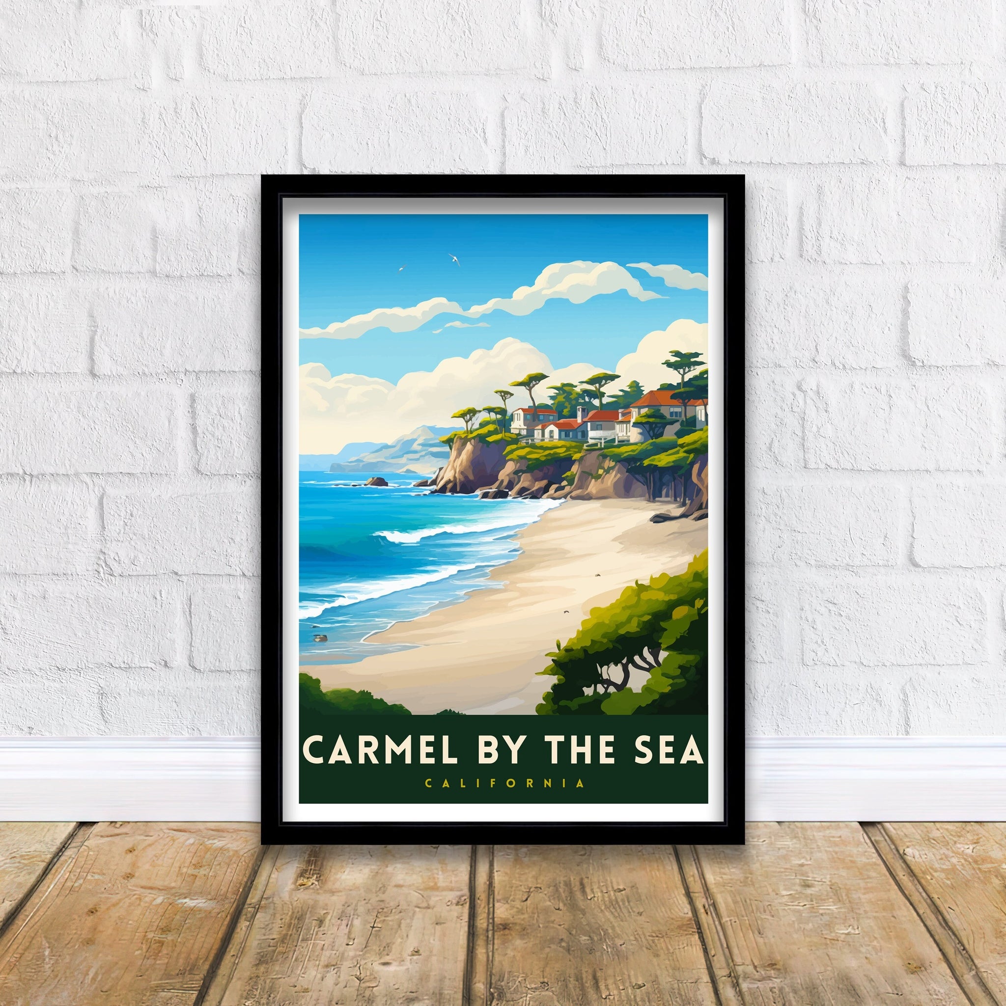 Carmel-by-the-Sea California Travel Print| Carmel Wall Art Home Living Decor Travel Poster Gift for Carmel California Coastal Decor