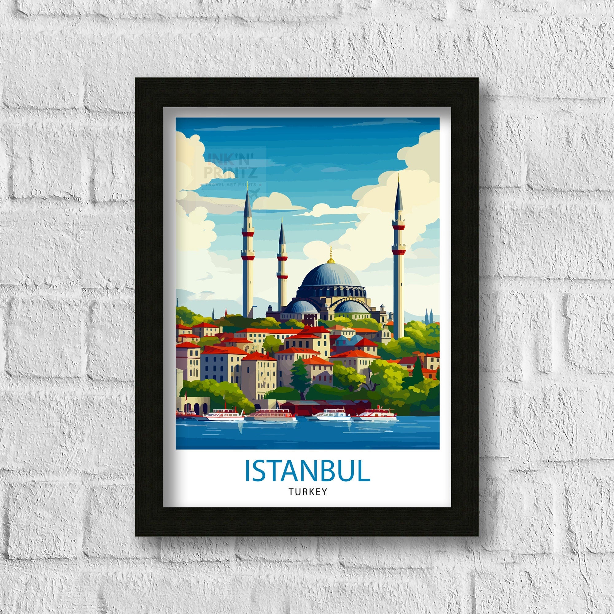 Istanbul Turkey Travel Print Istanbul Wall Art Turkey Illustration Istanbul Travel Poster Turkey Home Decor Gift for Travelers