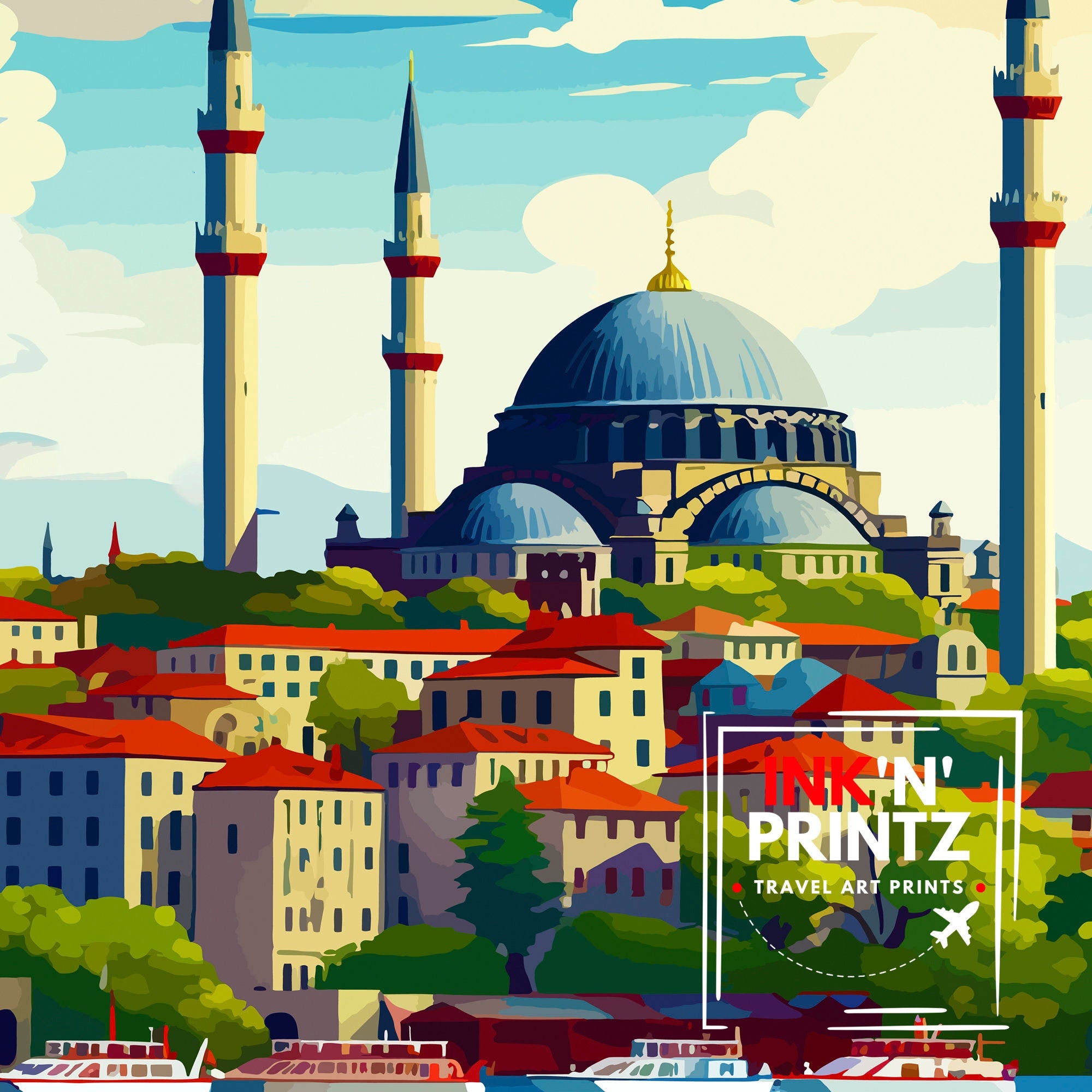 Istanbul Turkey Travel Print Istanbul Wall Art Turkey Illustration Istanbul Travel Poster Turkey Home Decor Gift for Travelers