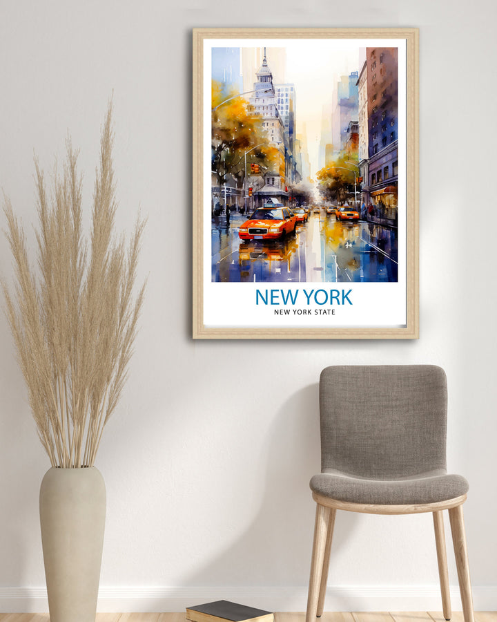 New York City Travel Print| New York Wall Art NYC Illustration Travel Poster Gift for New York Home Decor