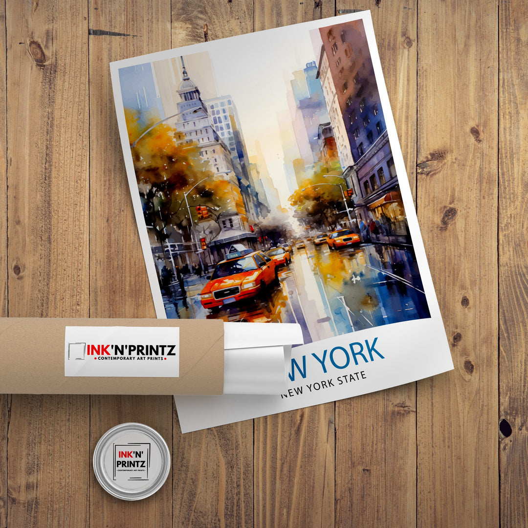 New York City Travel Print| New York Wall Art NYC Illustration Travel Poster Gift for New York Home Decor