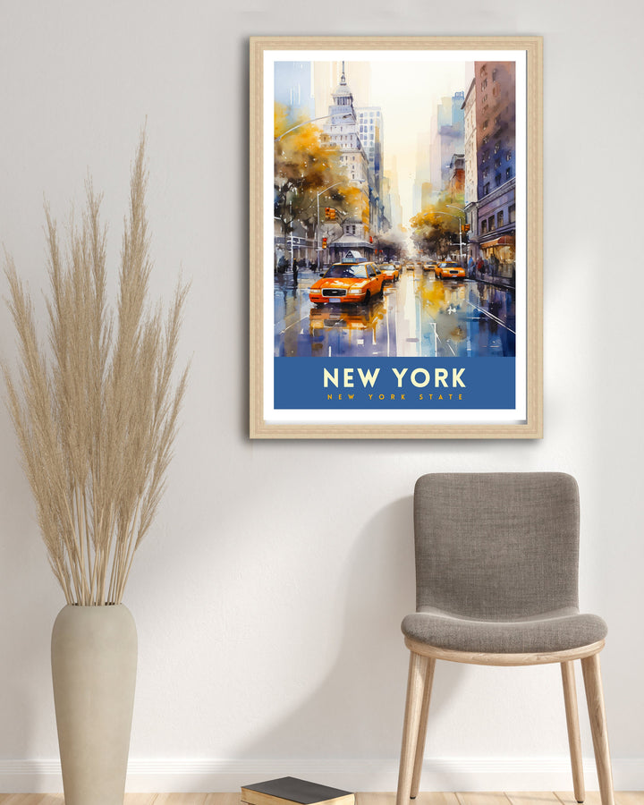 New York City Travel Print| New York Wall Art NYC Illustration Travel Poster Gift for New York Home Decor
