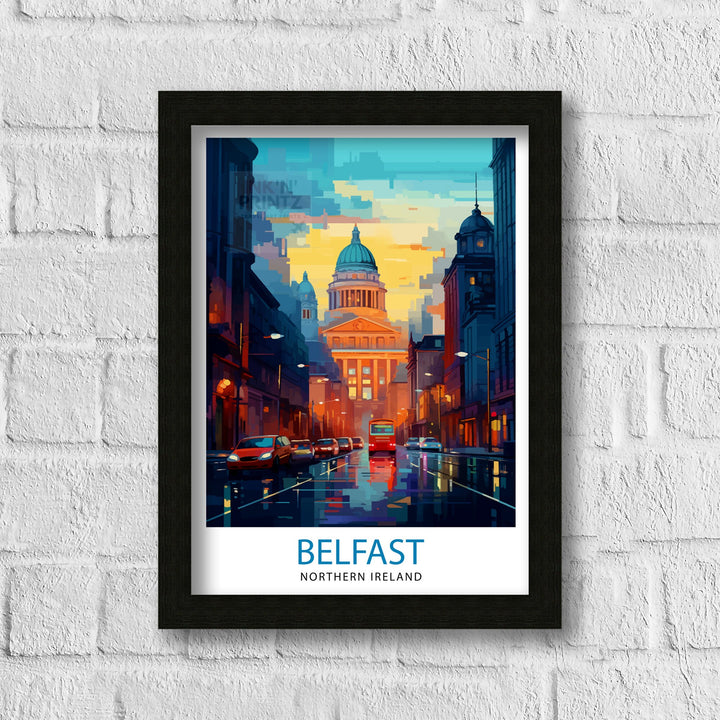 Belfast Northern Ireland Travel Print Belfast Wall Decor Belfast Home Living Decor Belfast Cityscape Illustration Travel Poster Gift