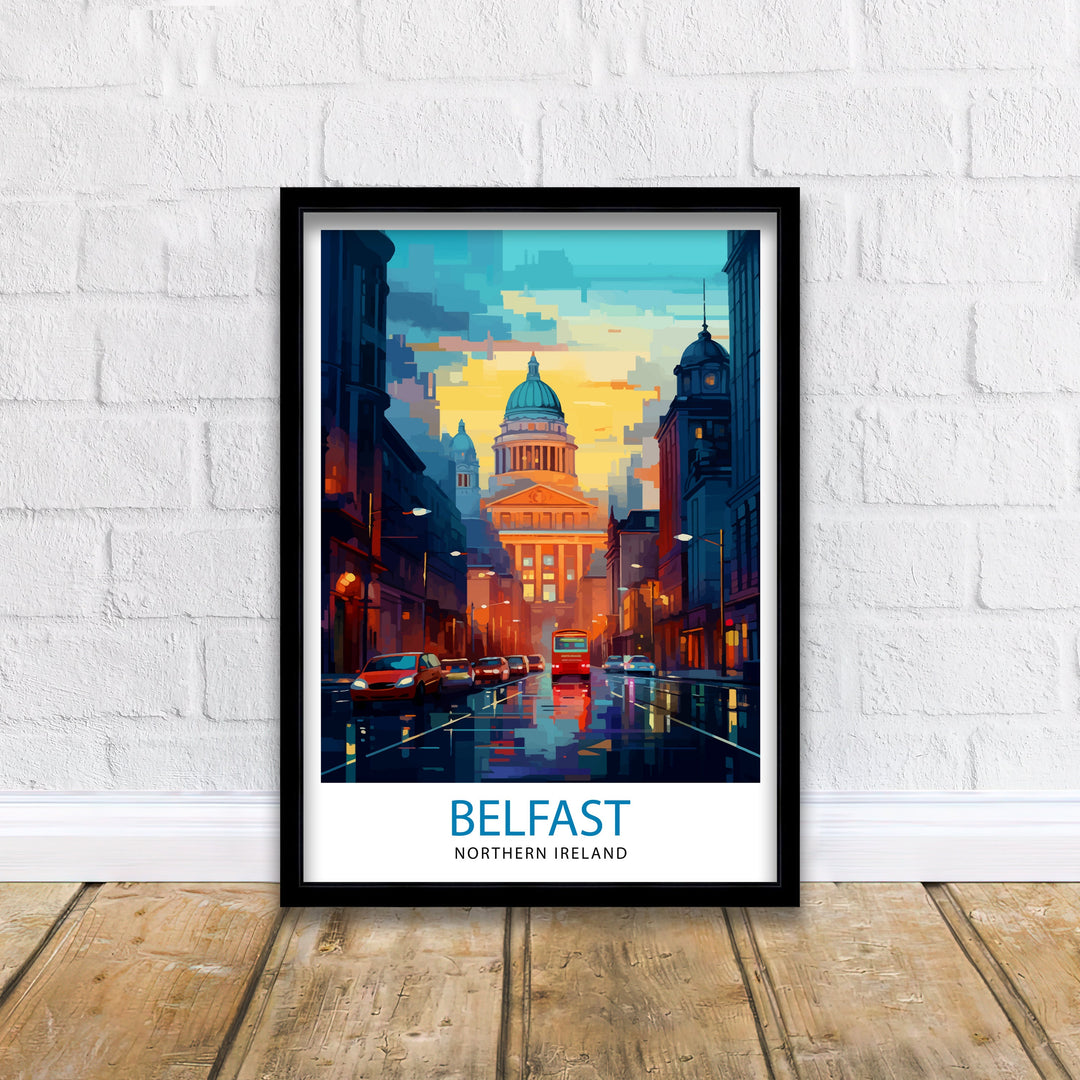 Belfast Northern Ireland Travel Print Belfast Wall Decor Belfast Home Living Decor Belfast Cityscape Illustration Travel Poster Gift