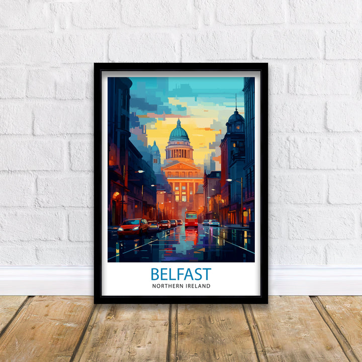 Belfast Northern Ireland Travel Print Belfast Wall Decor Belfast Home Living Decor Belfast Cityscape Illustration Travel Poster Gift