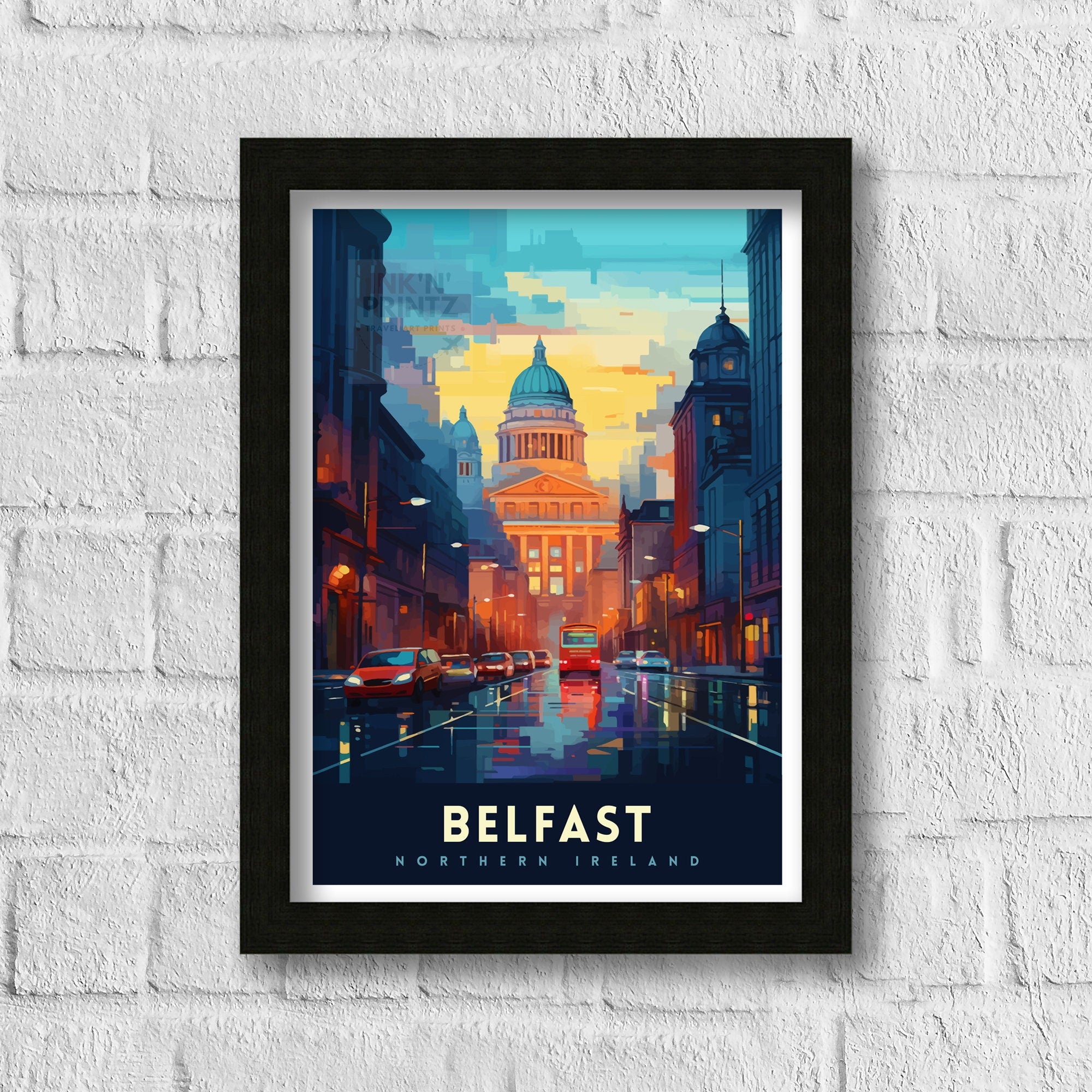 Belfast Northern Ireland Travel Print Belfast Wall Decor Belfast Home Living Decor Belfast Cityscape Illustration Travel Poster Gift