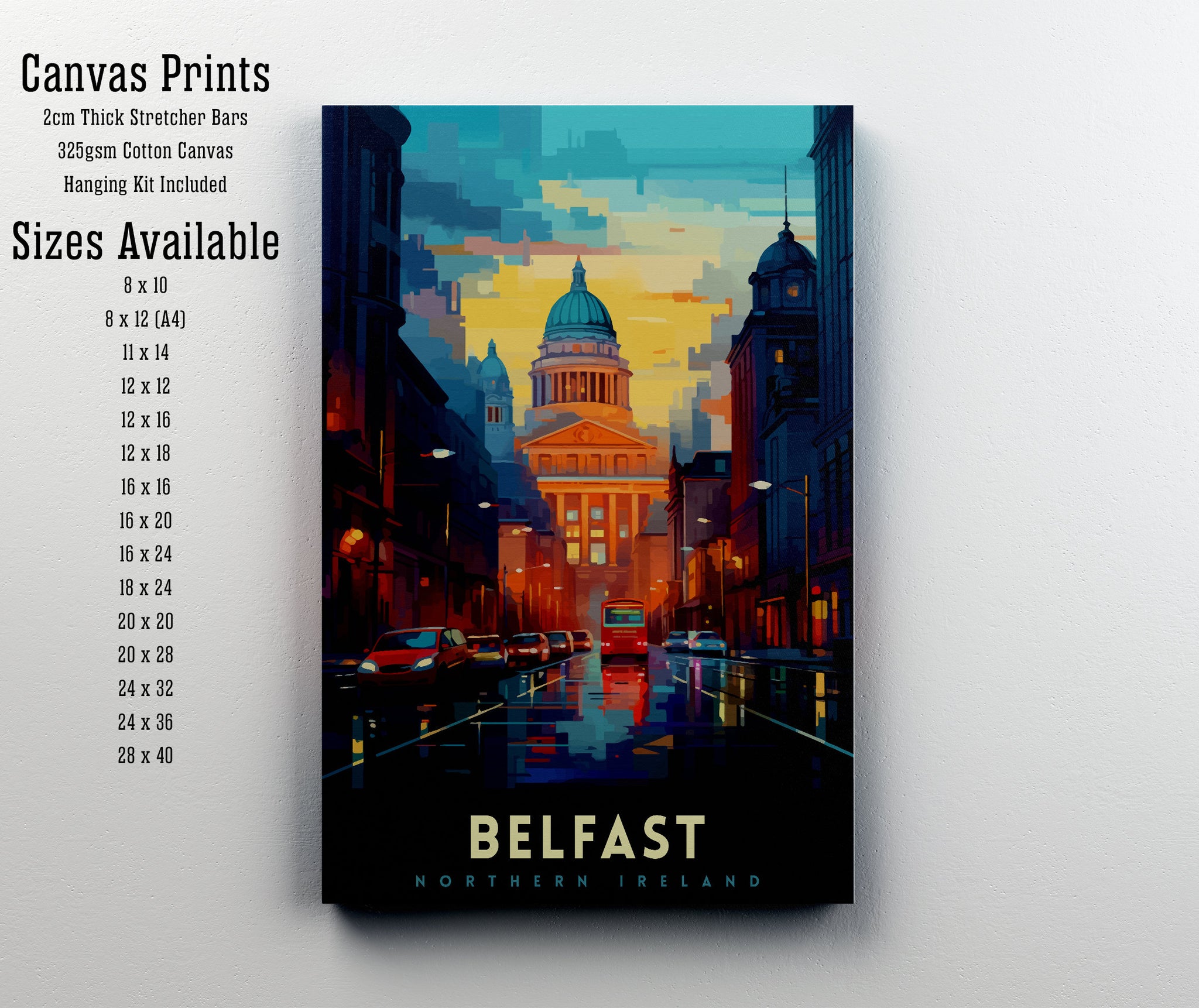 Belfast Northern Ireland Travel Print Belfast Wall Decor Belfast Home Living Decor Belfast Cityscape Illustration Travel Poster Gift