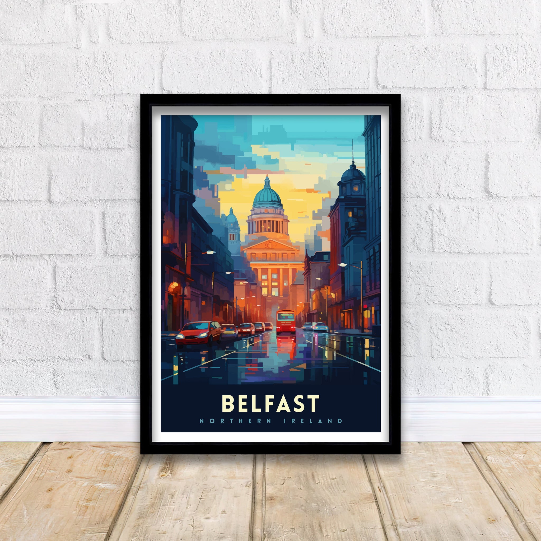 Belfast Northern Ireland Travel Print Belfast Wall Decor Belfast Home Living Decor Belfast Cityscape Illustration Travel Poster Gift