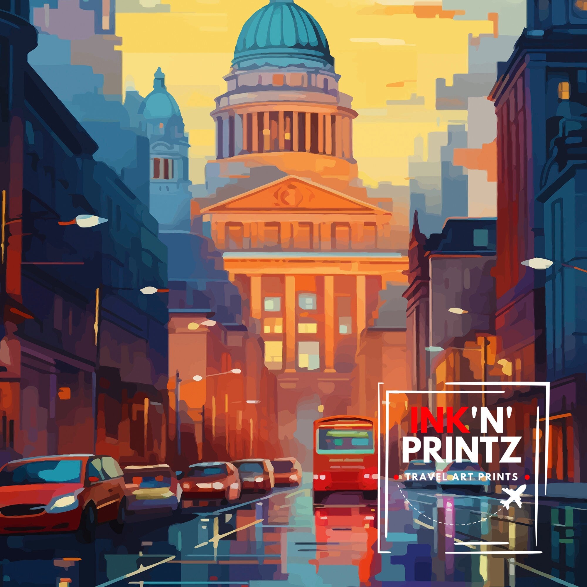 Belfast Northern Ireland Travel Print Belfast Wall Decor Belfast Home Living Decor Belfast Cityscape Illustration Travel Poster Gift