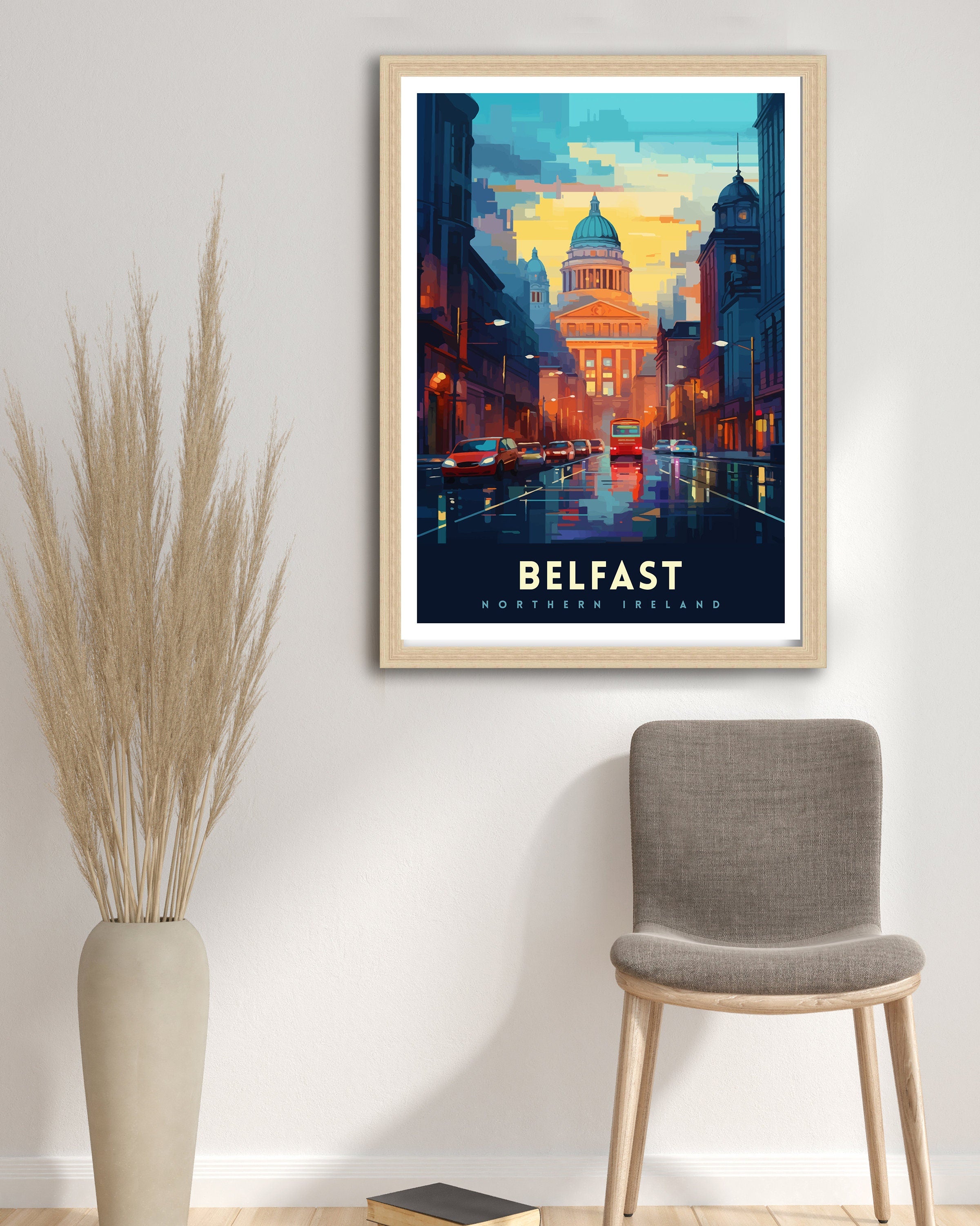 Belfast Northern Ireland Travel Print Belfast Wall Decor Belfast Home Living Decor Belfast Cityscape Illustration Travel Poster Gift