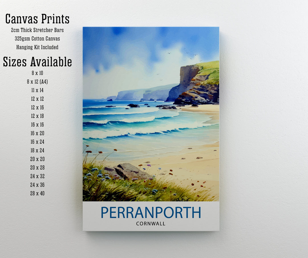 Perranporth Cornwall Travel Poster Cornwall Wall Art Perranporth Beach Decor Cornwall Coastal Art Travel Poster, Cornwall Gift