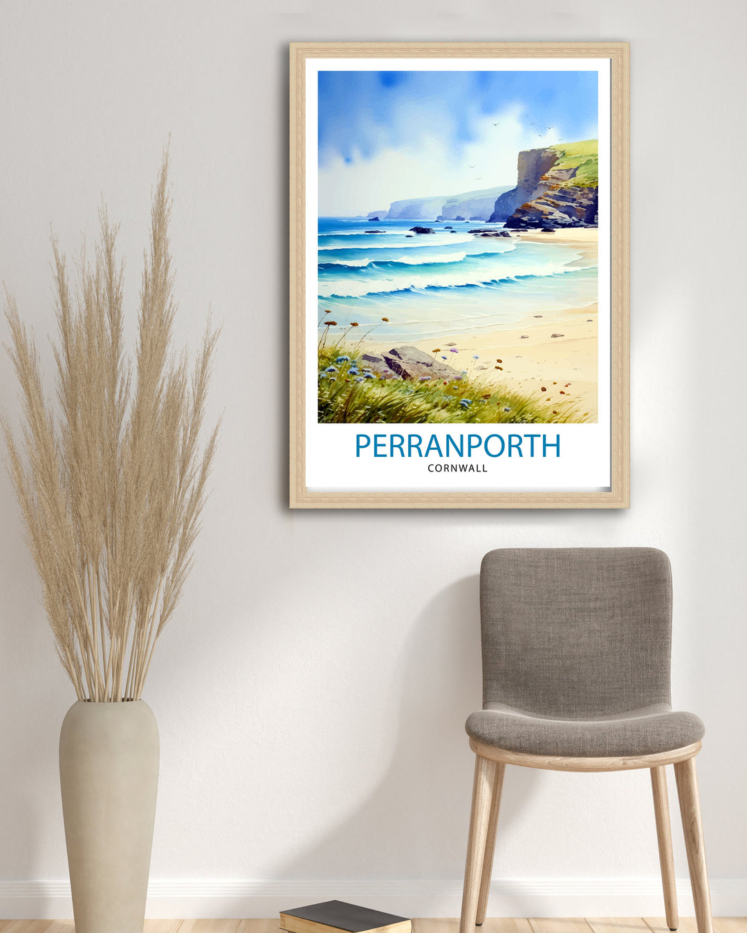 Perranporth Cornwall Travel Poster Cornwall Wall Art Perranporth Beach Decor Cornwall Coastal Art Travel Poster, Cornwall Gift