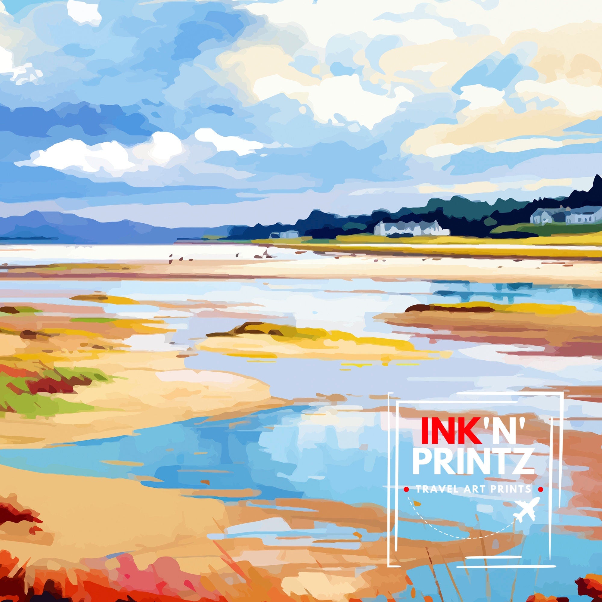 Arnside AONB Print Area of Outstanding Natural Beauty Art Arnside Knott Poster Cumbria Coastline Wall Decor UK Nature Reserve Artwork