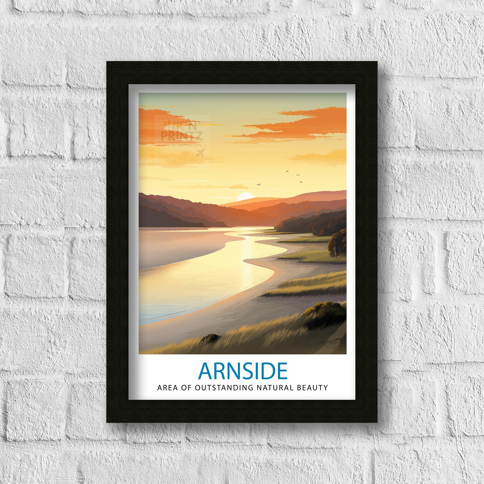 Arnside AONB Print Area of Outstanding Natural Beauty Art Arnside Knott Poster Cumbria Coastline Wall Decor UK Nature Reserve Artwork