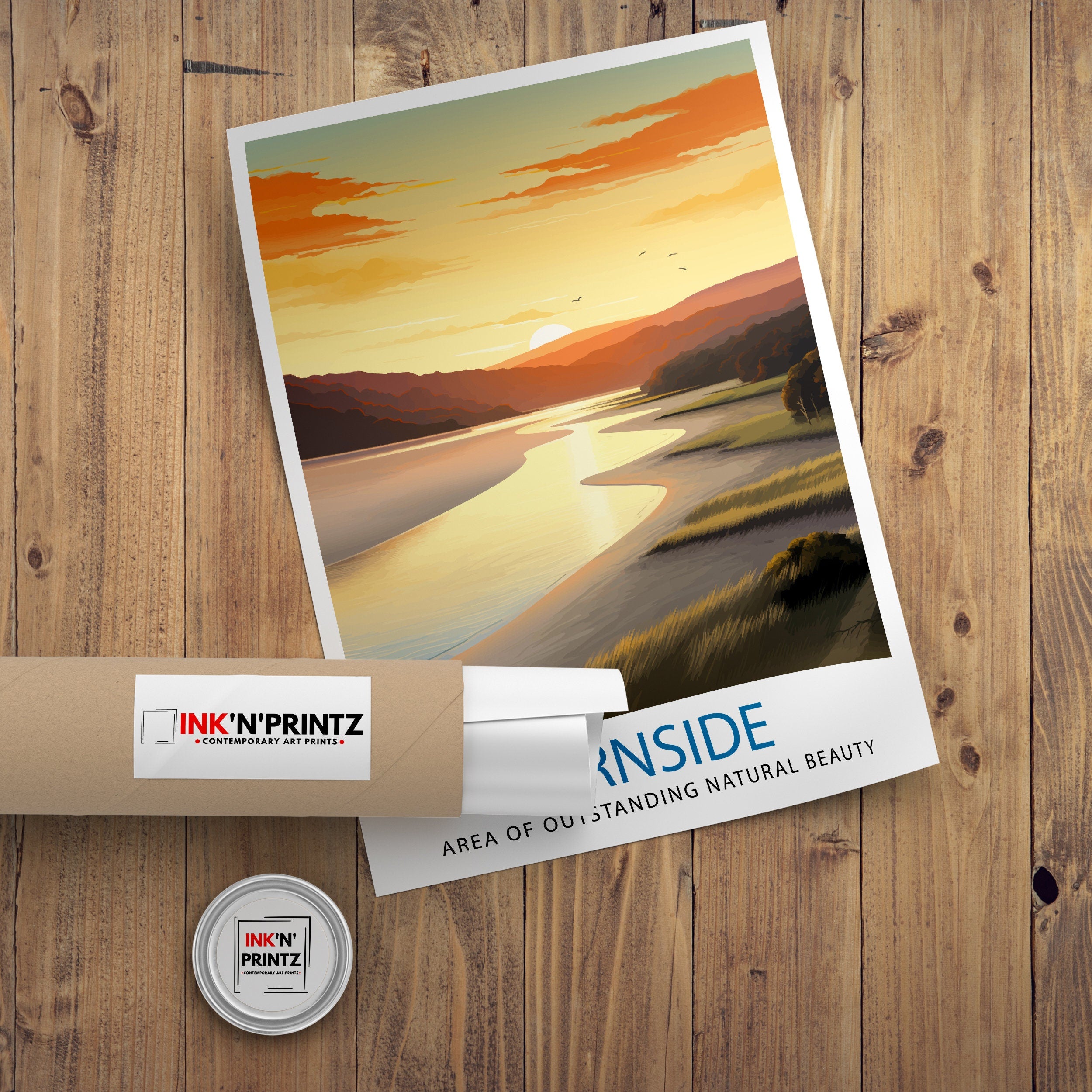 Arnside AONB Print Area of Outstanding Natural Beauty Art Arnside Knott Poster Cumbria Coastline Wall Decor UK Nature Reserve Artwork