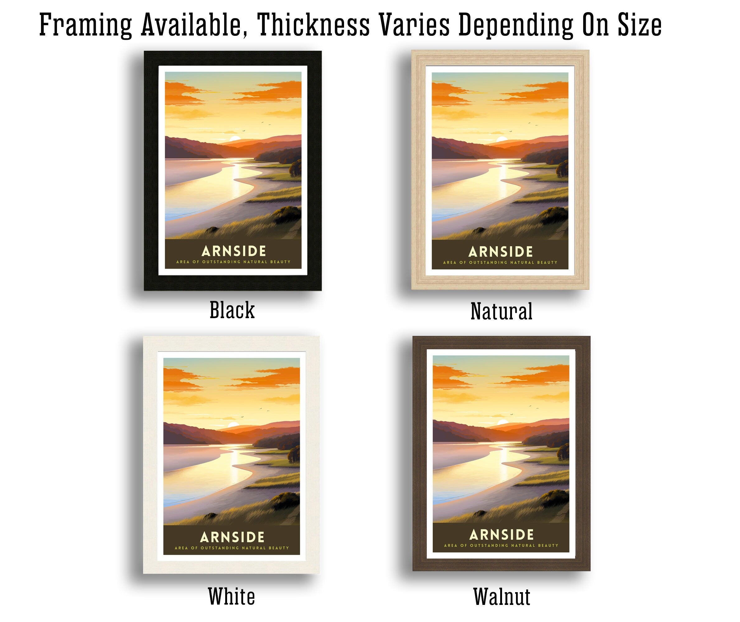 Arnside AONB Print Area of Outstanding Natural Beauty Art Arnside Knott Poster Cumbria Coastline Wall Decor UK Nature Reserve Artwork
