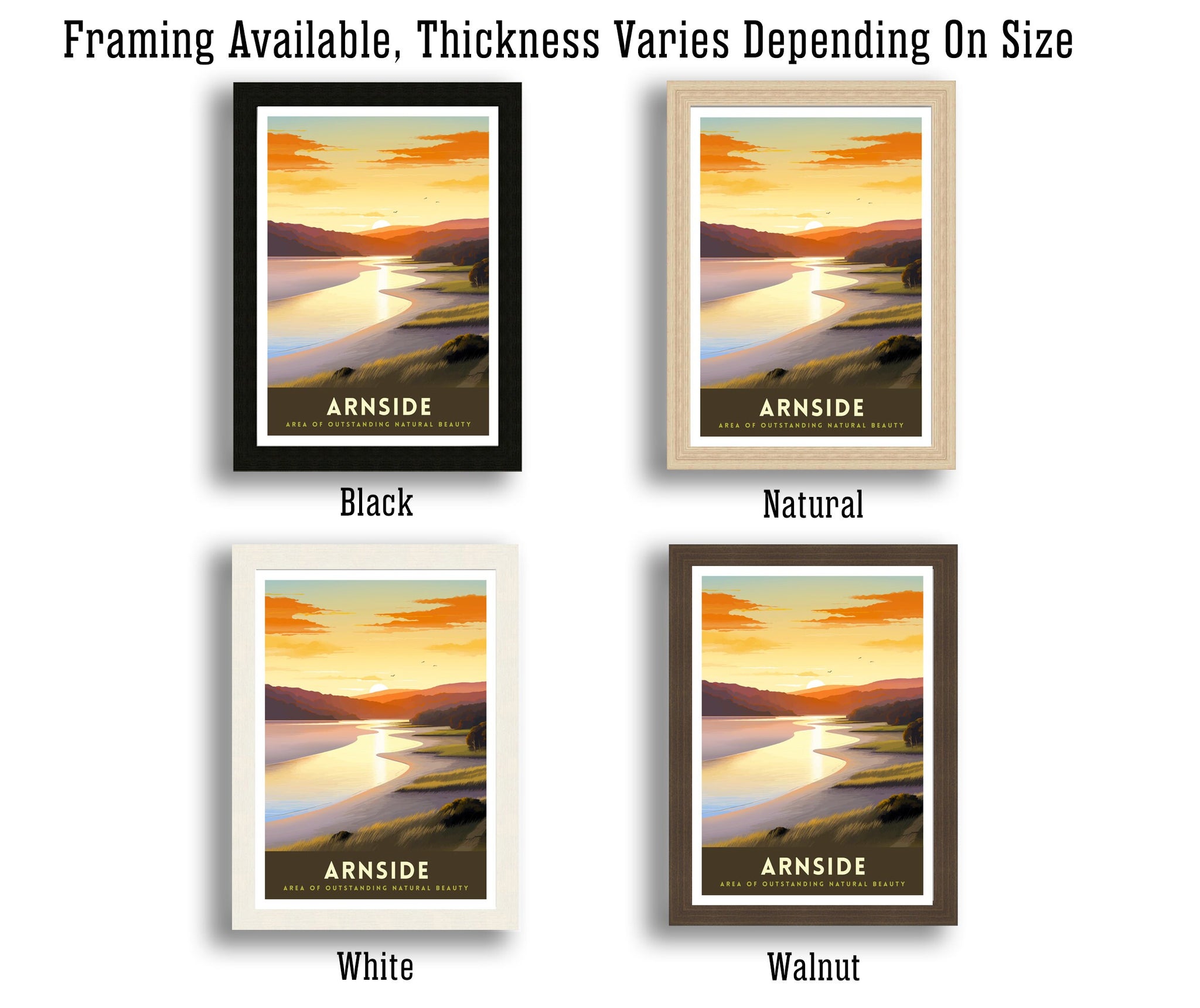 Arnside AONB Print Area of Outstanding Natural Beauty Art Arnside Knott Poster Cumbria Coastline Wall Decor UK Nature Reserve Artwork
