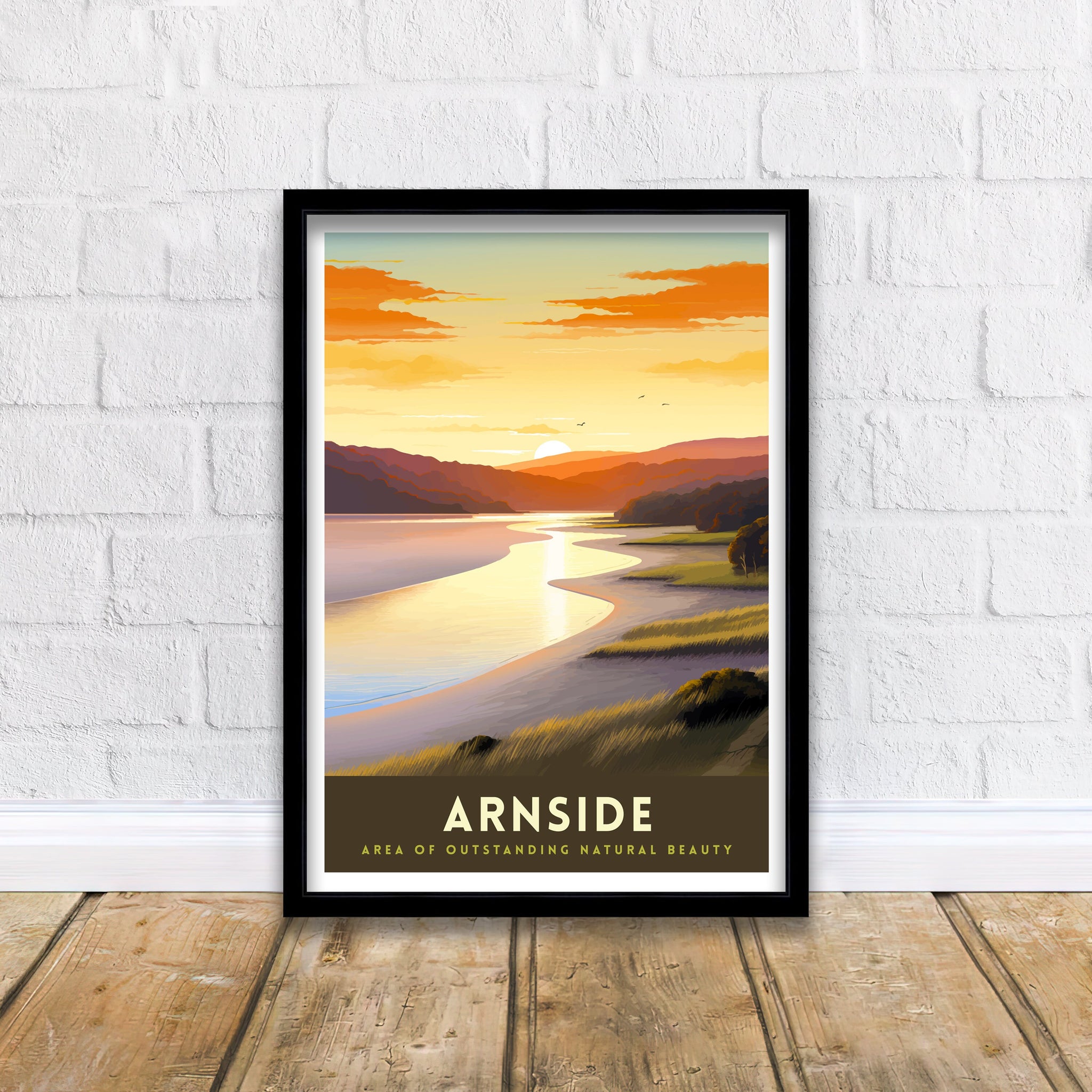 Arnside AONB Print Area of Outstanding Natural Beauty Art Arnside Knott Poster Cumbria Coastline Wall Decor UK Nature Reserve Artwork