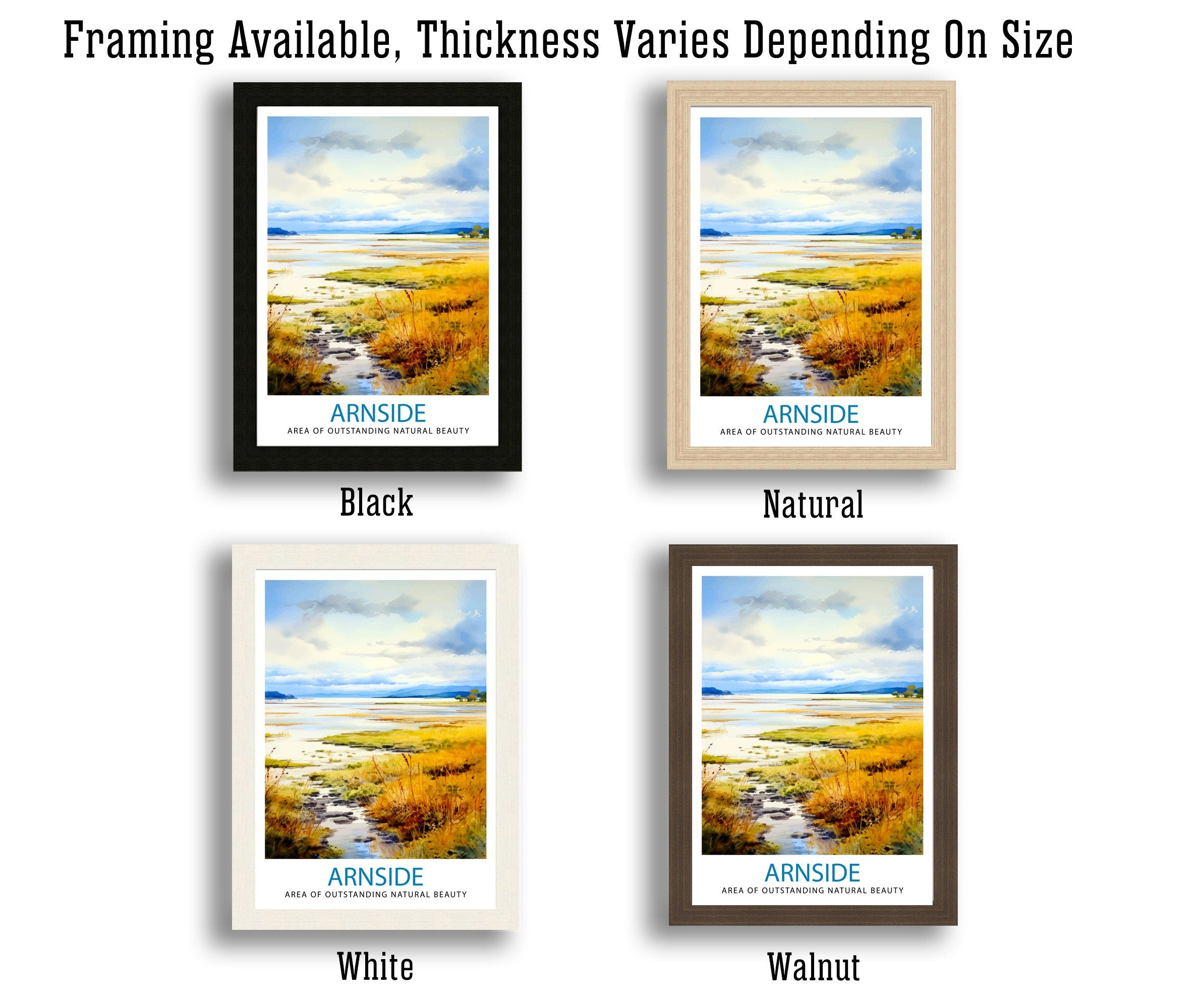 Arnside AONB Print Area of Outstanding Natural Beauty Art Arnside Knott Poster Cumbria Coastline Wall Decor UK Nature Reserve Artwork