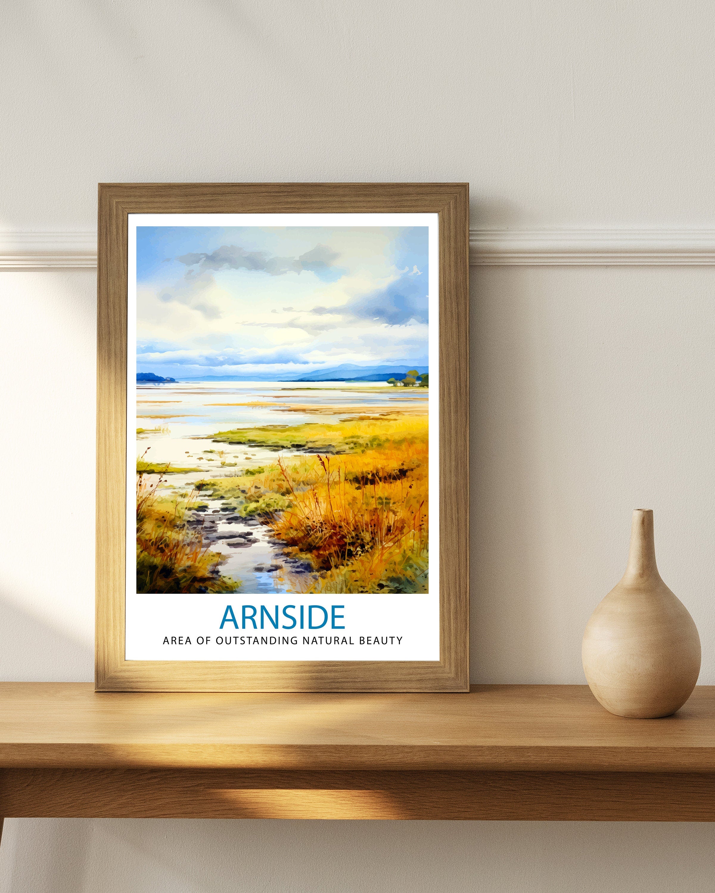 Arnside AONB Print Area of Outstanding Natural Beauty Art Arnside Knott Poster Cumbria Coastline Wall Decor UK Nature Reserve Artwork