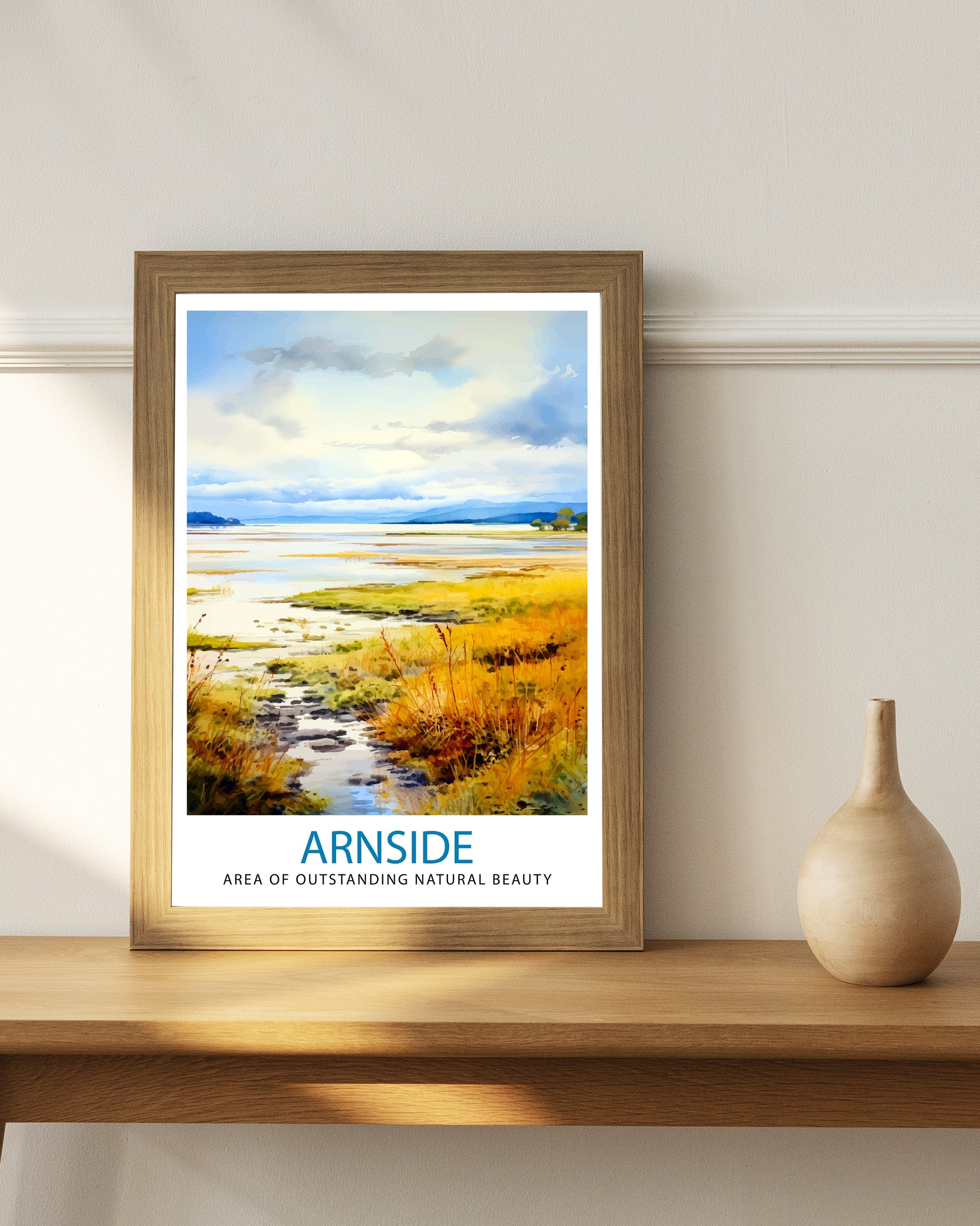 Arnside AONB Print Area of Outstanding Natural Beauty Art Arnside Knott Poster Cumbria Coastline Wall Decor UK Nature Reserve Artwork
