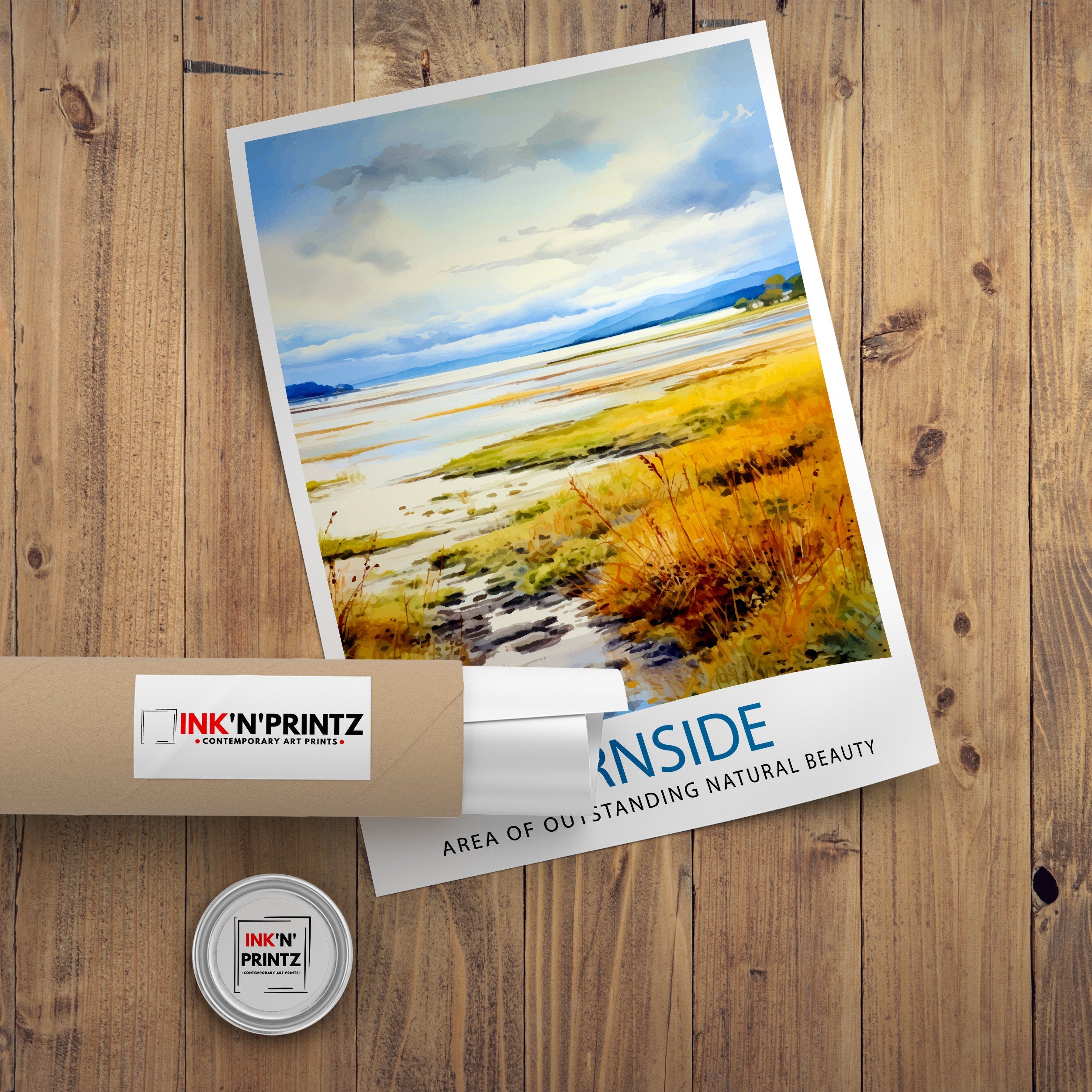 Arnside AONB Print Area of Outstanding Natural Beauty Art Arnside Knott Poster Cumbria Coastline Wall Decor UK Nature Reserve Artwork