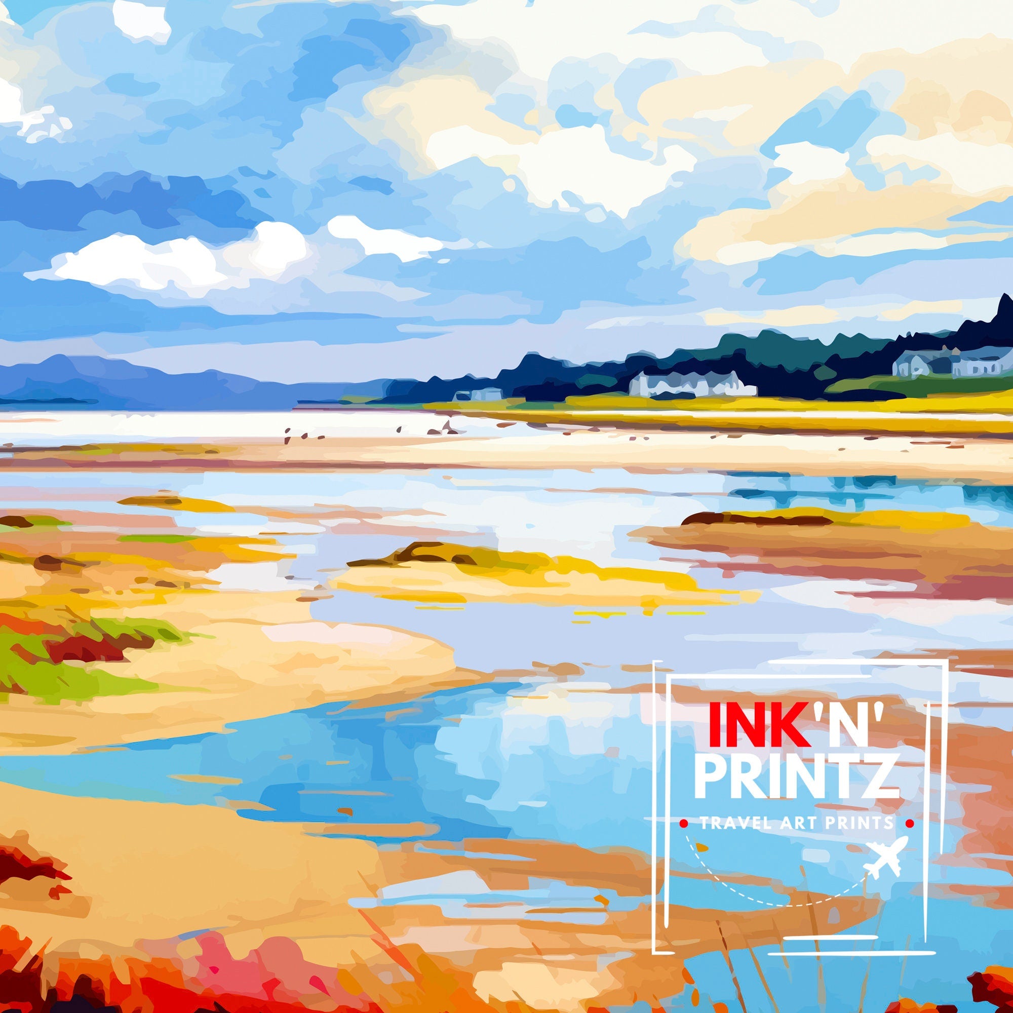 Arnside AONB Print Area of Outstanding Natural Beauty Art Arnside Knott Poster Cumbria Coastline Wall Decor UK Nature Reserve Artwork