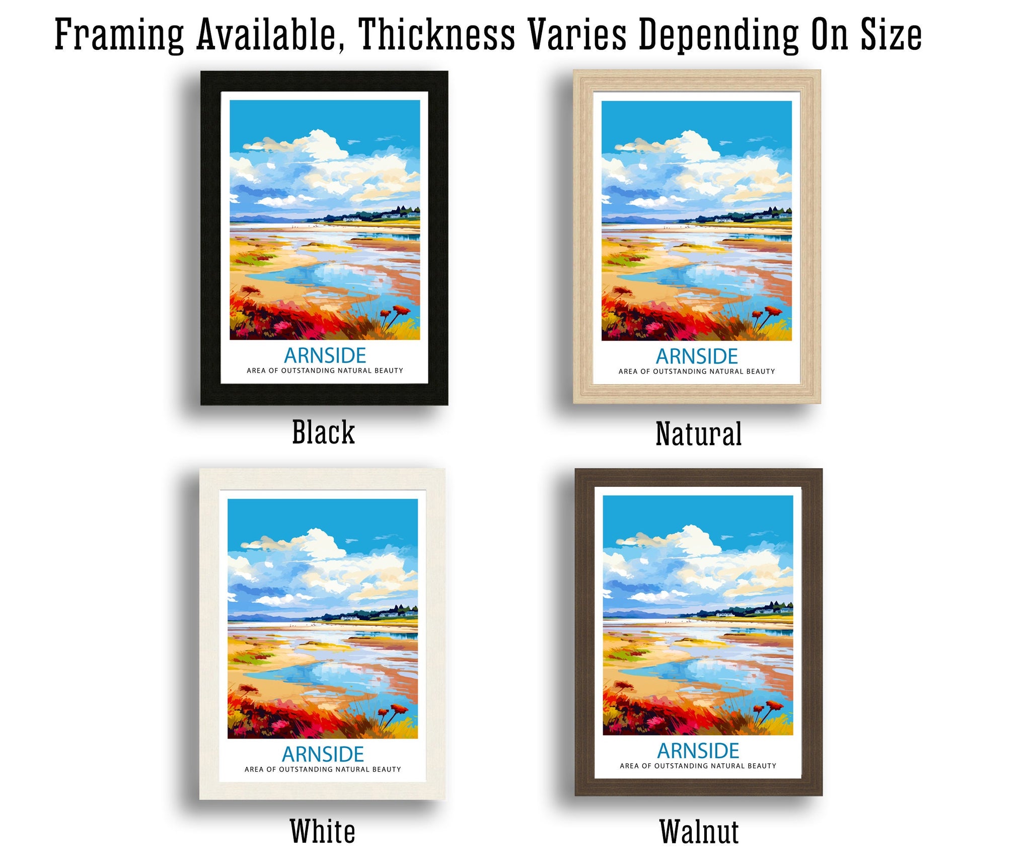 Arnside AONB Print Area of Outstanding Natural Beauty Art Arnside Knott Poster Cumbria Coastline Wall Decor UK Nature Reserve Artwork