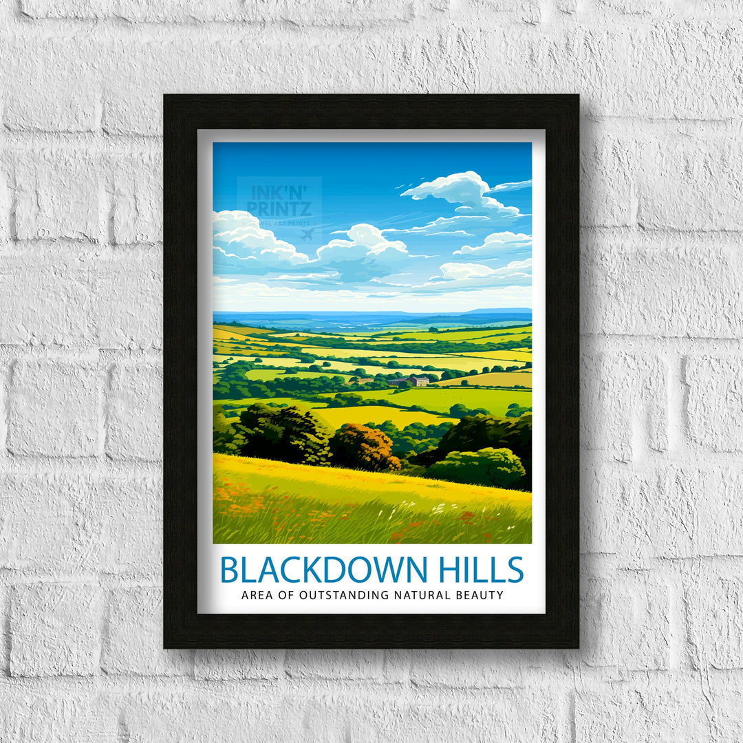 Blackdown Hills AONB Poster Area of Outstanding Natural Beauty Art Blackdown Hills Poster Somerset Devon Border Wall Art English Countryside