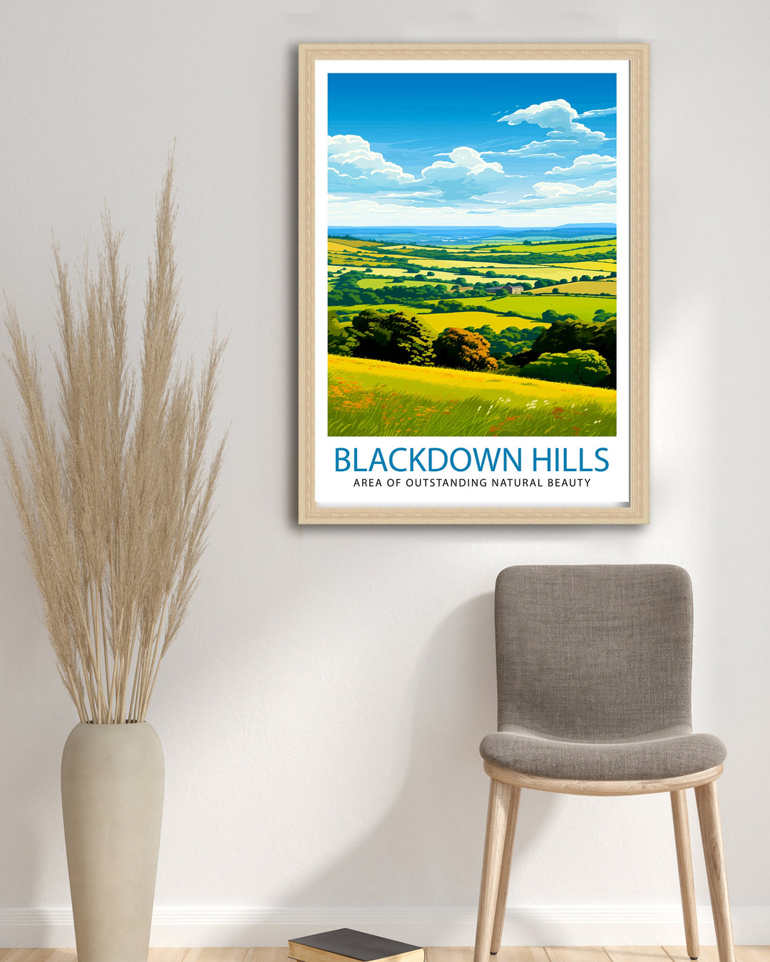 Blackdown Hills AONB Poster Area of Outstanding Natural Beauty Art Blackdown Hills Poster Somerset Devon Border Wall Art English Countryside