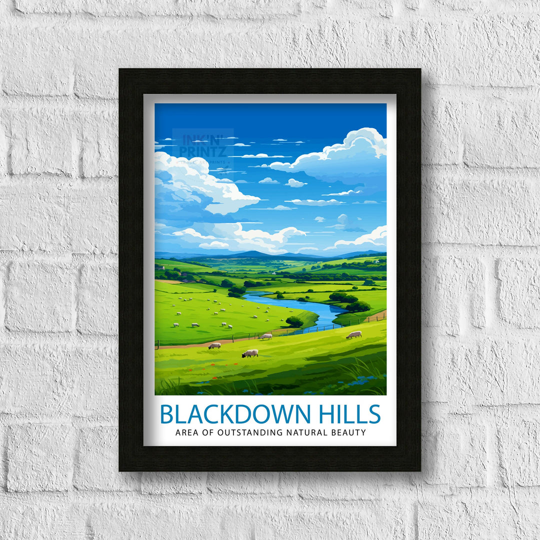 Blackdown Hills AONB Poster Area of Outstanding Natural Beauty Art Blackdown Hills Poster Somerset Devon Border Wall Art English Countryside