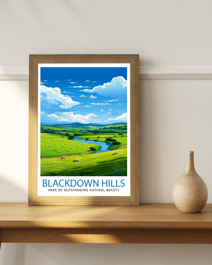 Blackdown Hills AONB Poster Area of Outstanding Natural Beauty Art Blackdown Hills Poster Somerset Devon Border Wall Art English Countryside