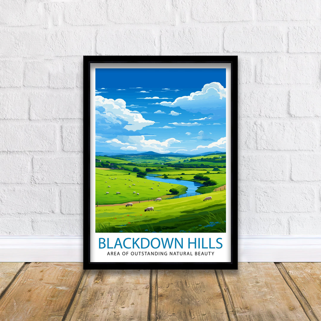 Blackdown Hills AONB Poster Area of Outstanding Natural Beauty Art Blackdown Hills Poster Somerset Devon Border Wall Art English Countryside