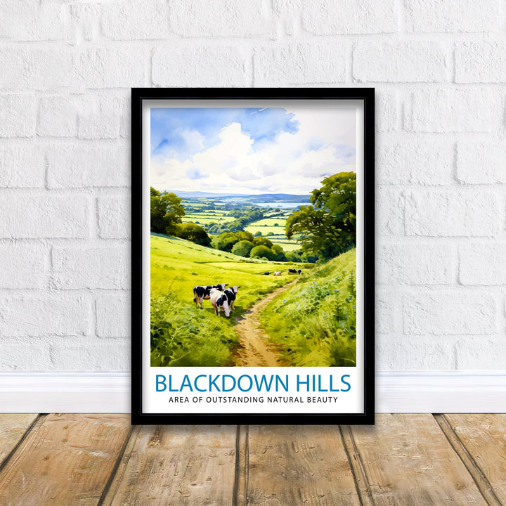 Blackdown Hills AONB Poster Area of Outstanding Natural Beauty Art Blackdown Hills Poster Somerset Devon Border Wall Art English Countryside