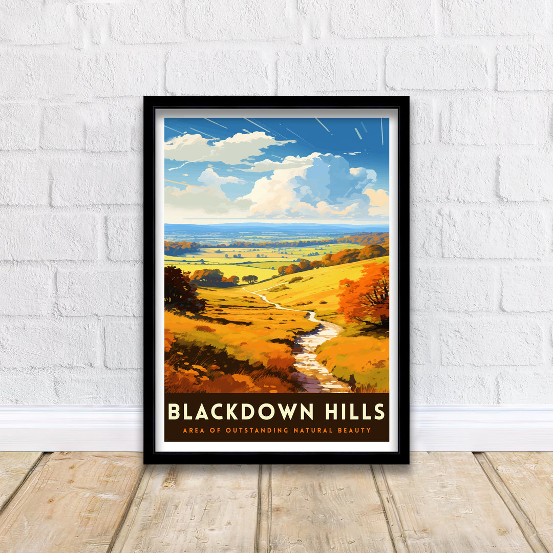 Blackdown Hills AONB Poster Area of Outstanding Natural Beauty Art Blackdown Hills Poster Somerset Devon Border Wall Art English Countryside