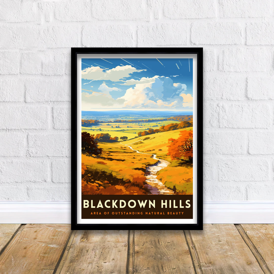 Blackdown Hills AONB Poster Area of Outstanding Natural Beauty Art Blackdown Hills Poster Somerset Devon Border Wall Art English Countryside