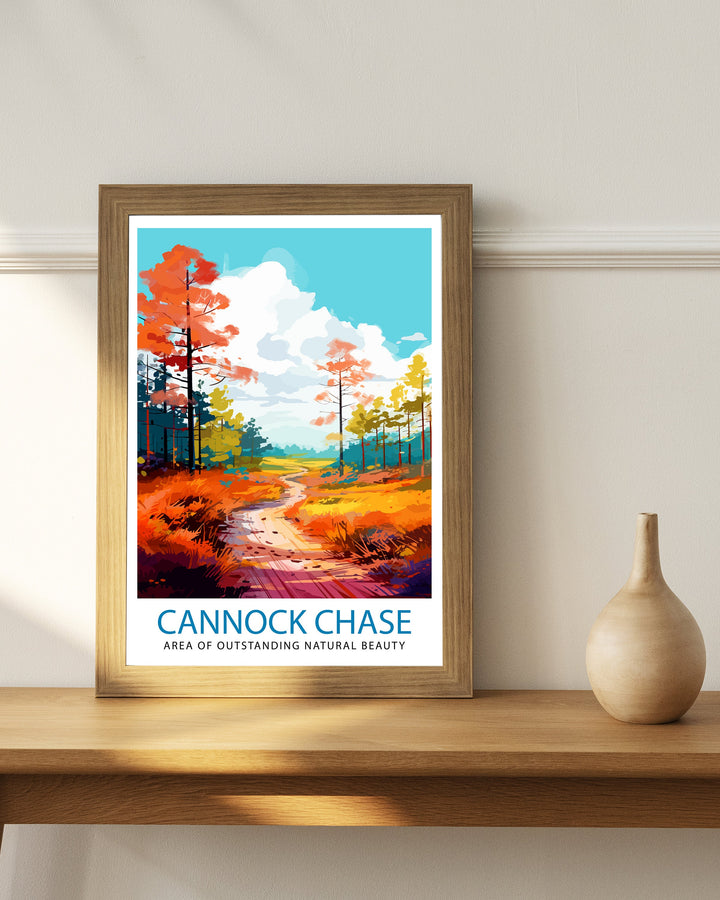 Cannock Chase AONB Poster Staffordshire Nature Reserve Art Cannock Chase Poster English Woodland