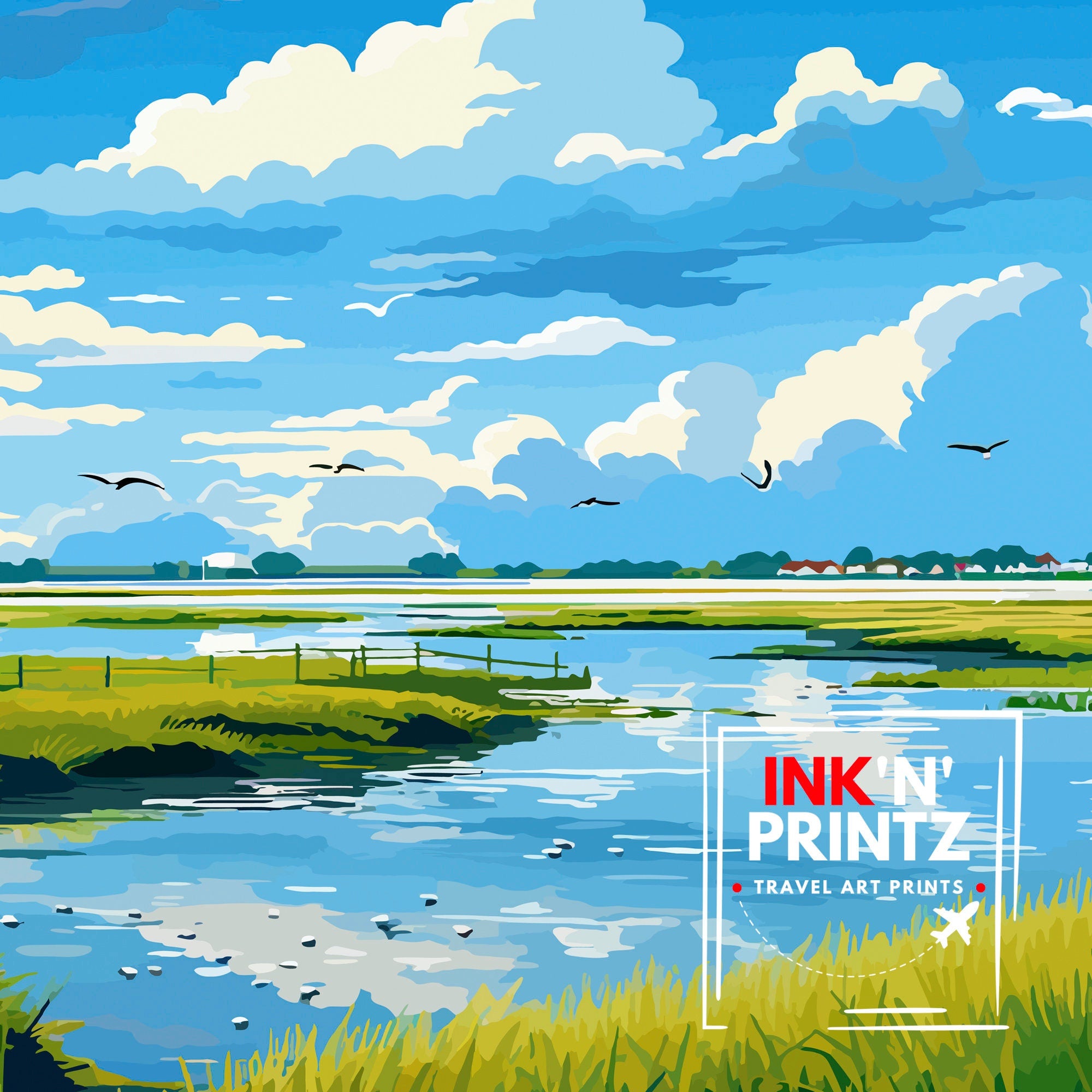 Chichester Harbour Travel Print Chichester Harbour Wall Decor Chichester Harbour Poster Coastal Travel Prints Chichester Harbour Art Print