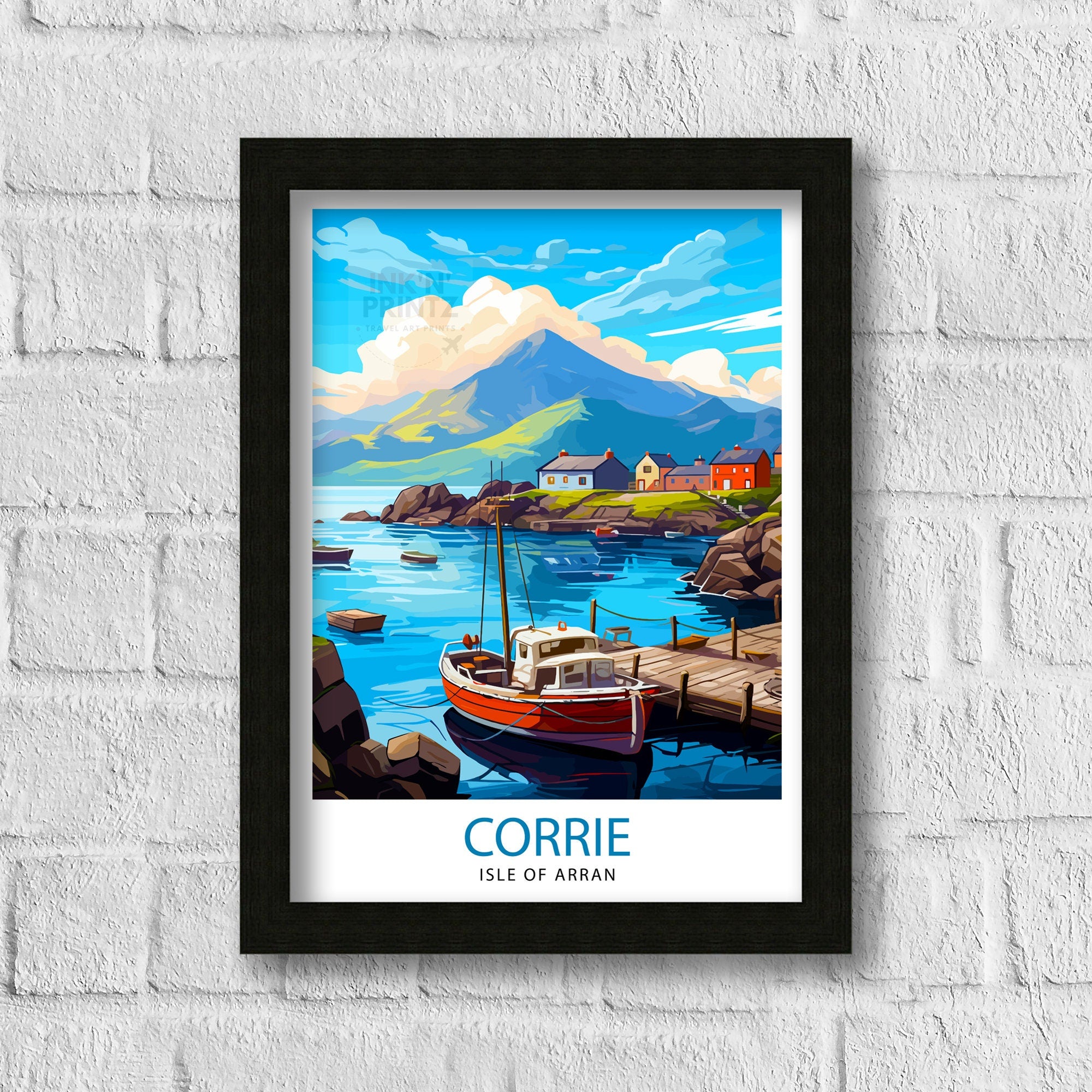 Corrie Isle of Arran Print Scottish Landscape Poster Arran Coastal Artwork Scotland Nature Wall Decor Island Seascape Gift